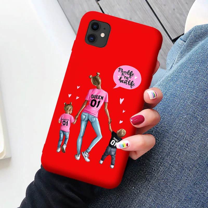 Детская мышь мама мышь супер мама девочка чехол для телефона для iphone 11 Pro Max X XS Max XR красный супер мама семья для iphone 7 6s 8 Plus