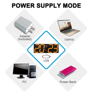 

Hot! Time Large LED Digital Wall Clock Temperature Alarm Date Automatic Backlight Table Desktop Home Decoration Stand hang Clock