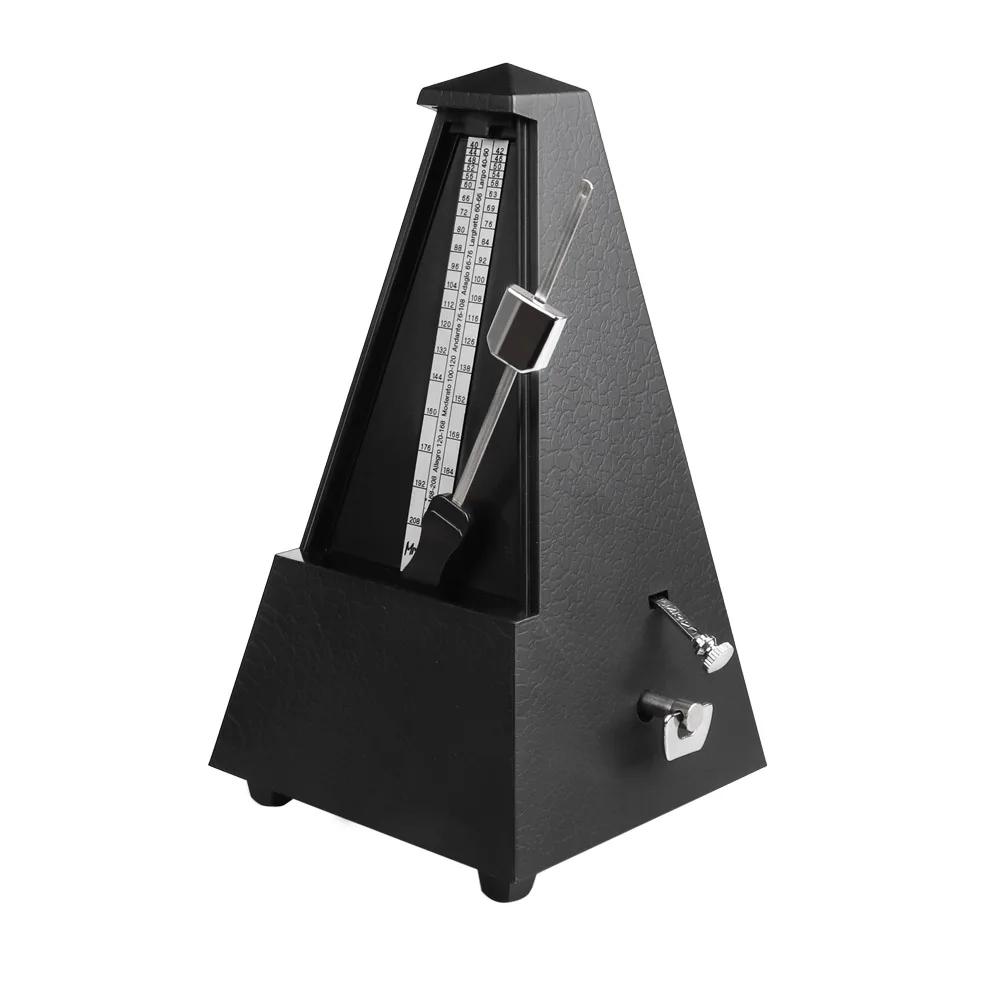 Черный винтажный Тип башни музыкальный механический метроном колокольчик ритм маятник Метроном Для басовая гитара пианино Скрипка-укулеле