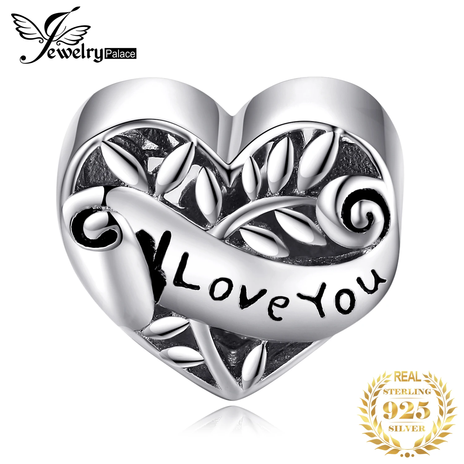 JewelryPalace 925 пробы серебро бесконечной любви сердце оливковых листьев Шарм бисера