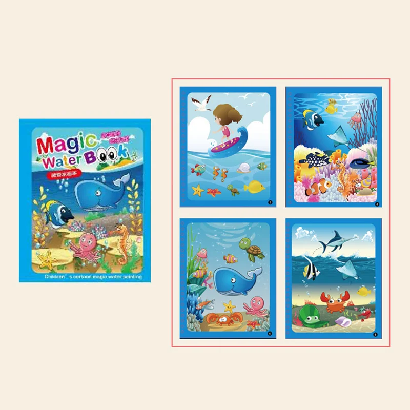 Montessori Toys Reusable Coloring Book Magic Water Drawing Book Painting Drawing Toys Sensory Early Education Toys for Kids