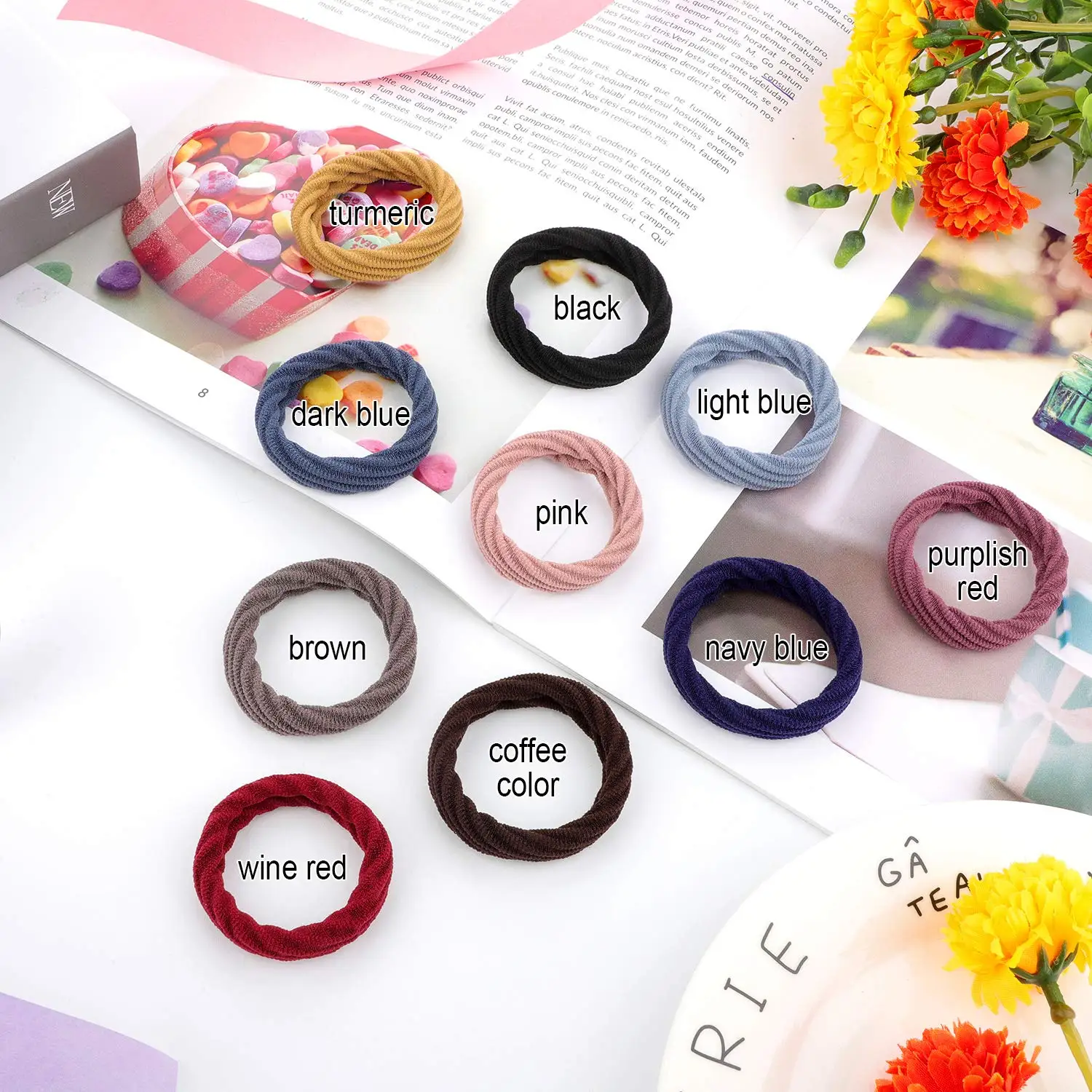 10 Pieces Seamless Cotton Hair Ties Thick Elastic Hair Ties Ponytail Holders No Crease Bands for Women Girls
