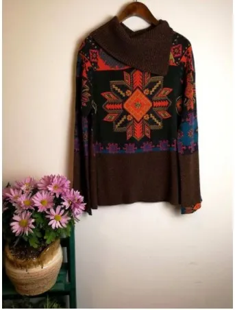 Carater espanhol новосс граус Impressos Blusas De Malha para o Outono e Inverno de - Цвет: 25