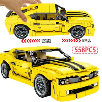 

558pcs Creator Yellow Pull Back Sports Car Building Blocks Technic Car Enlighten Bricks Toys For Children boys Gifts