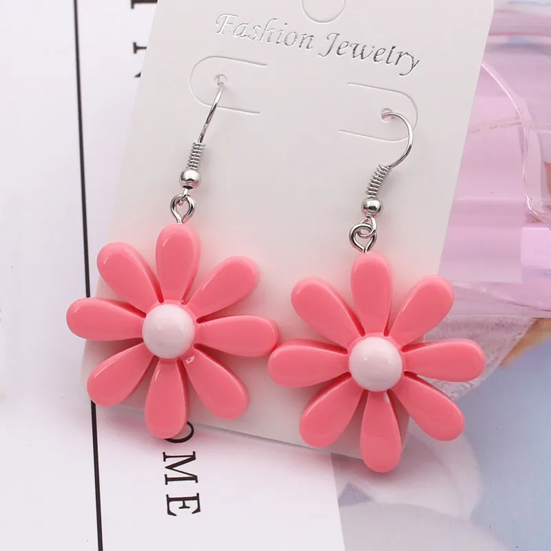 

EK890 New Design Sweet Daisy Flower Stud Earrings Cute Statement Earring Jewelry for Girls Gift for Woman Red Pink Color Brincos