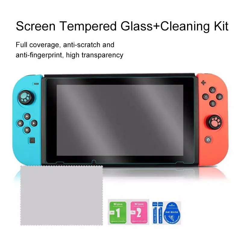 18 In 1 Controller Grip Joy Con Case Cover For Nintend Switch Joystick Cap Charging Cable Earphone Protective Bag For Switch