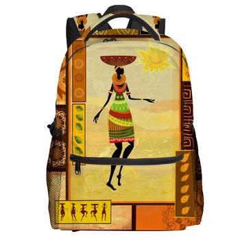

African Girl Ethnic Backpack College Students Wear Resistance Laptop Backpack Book Bag Casual Sports Bags School Bag