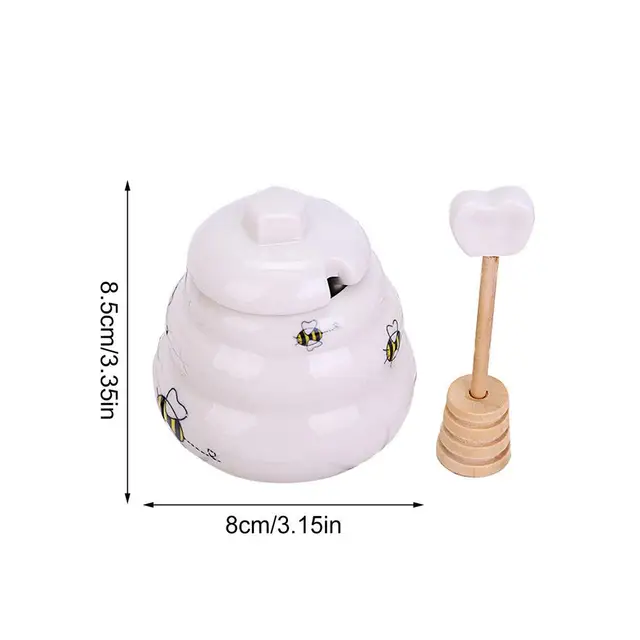 Konyhai Jar Honey Pot Mini Kerámia Mézes Edény Dicsókkal, Ajándékba, Kis Cukor Adagoló - Image 6