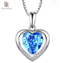 Bague Ringen Temperament 5 colors optional Heart shaped Gemstone Pendant for Women Cordiform Silver 925 Jewelry Engagement GIFT