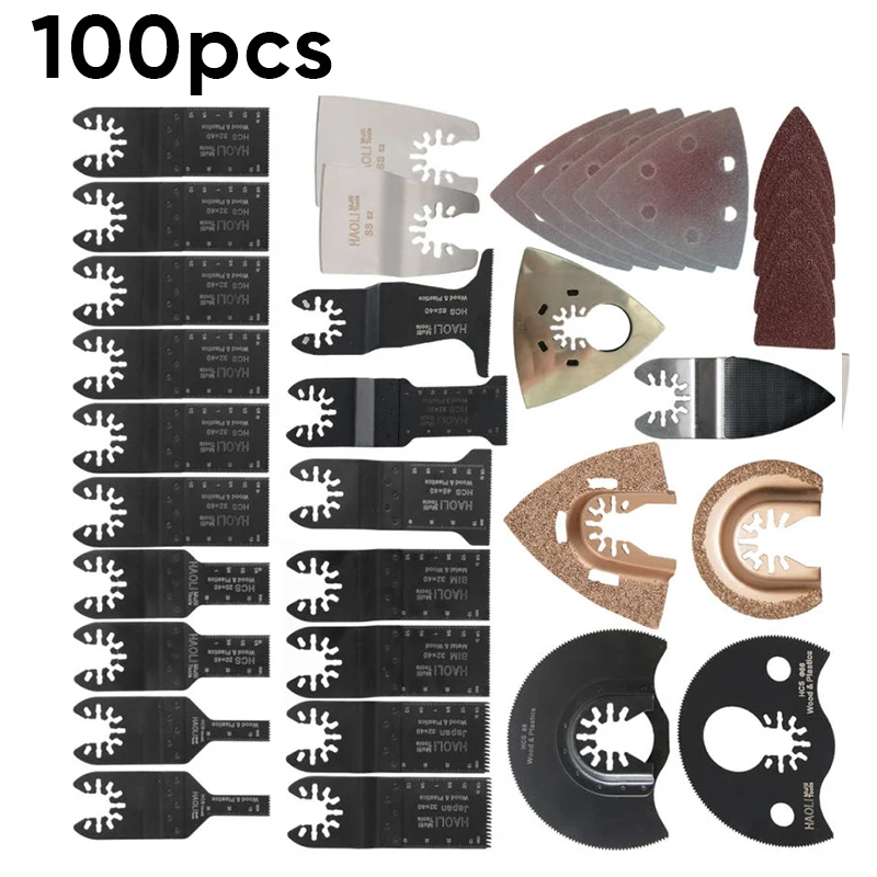 

100 Pieces Set Oscillating Saw Blade Multi Tool Kit Accessories Power Tools Accessories For Black Decker Saw Blades