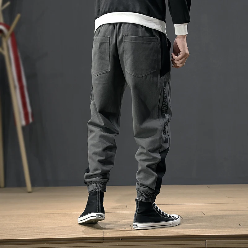 Fashion Streetwear Men Jeans Loose Fit Stripe Printed Designer Harem Trousers Cargo Pants Men Japanese Hip 5