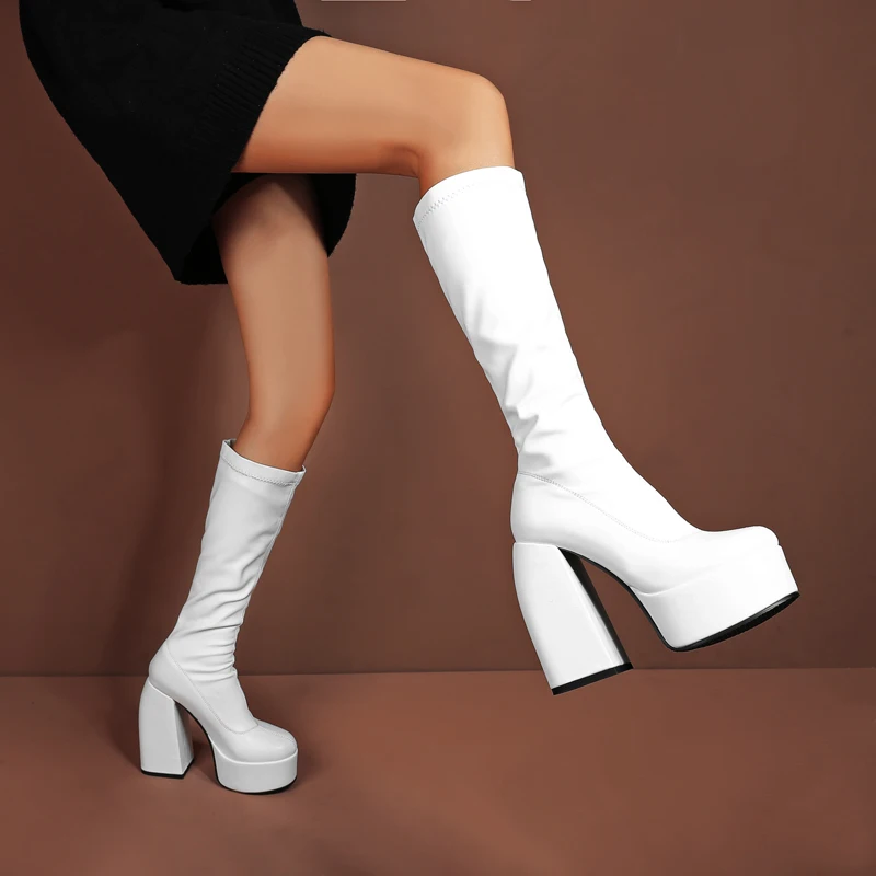 chunky platform high heel boots