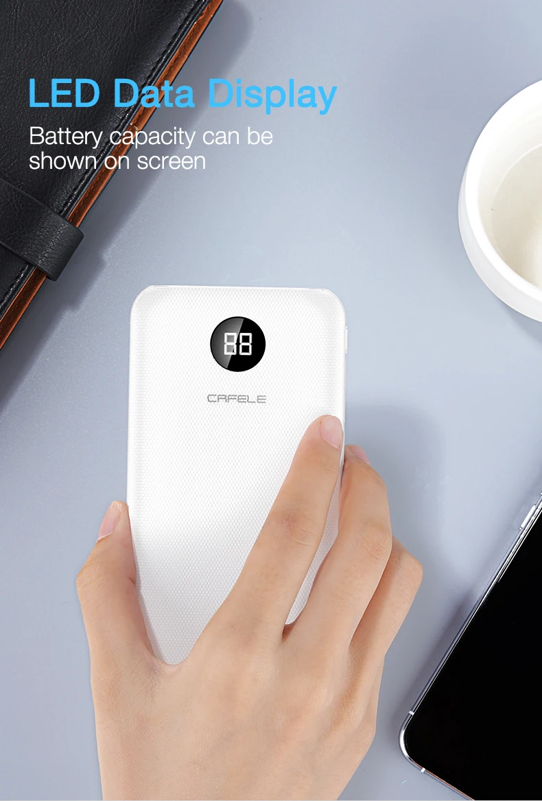 Cafele ультра-тонкий 10000 мАч Внешний аккумулятор портативный USB внешний аккумулятор зарядное устройство для Xiaomi Mi 9 8 iPhone повербанк
