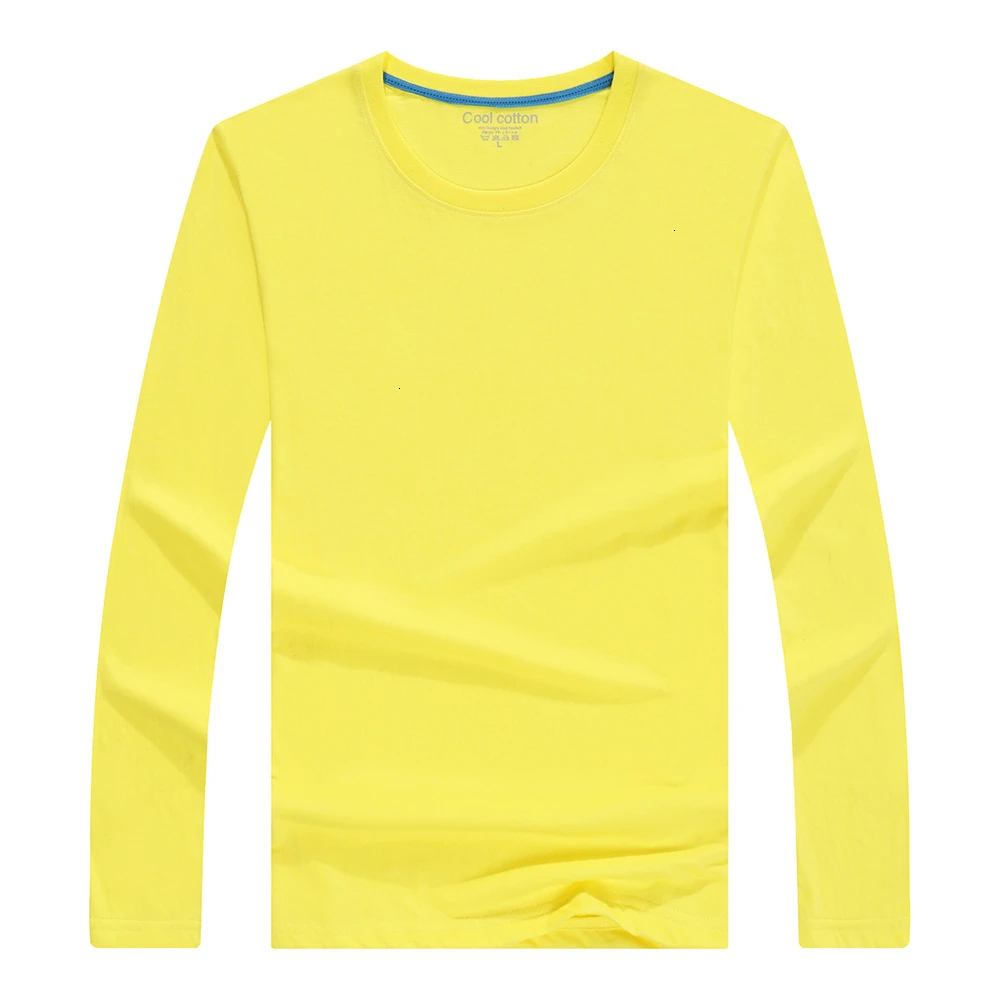 Новая весенняя Модная Тонкая футболка с круглым вырезом, футболка с длинным рукавом для мужчин, повседневные футболки с длинным рукавом, Мужская хлопковая футболка большого размера - Цвет: 1966 yellow