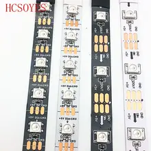 DC 5 в 1 м/5 м/4 м рулон ws2812b ws2811ic встроенный 5050 smd rgb полоса индивидуально адресуемый 30/60/144/м светодиодный пиксель черный/белый PCB