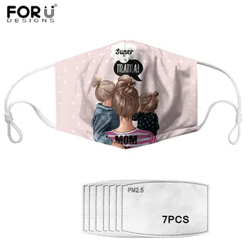 

Super Mom Print Cotton PM2.5 Mouth Mask Anti Dust Face-Muffle with 7Pcs/set Filter Mother's Love Harajuku Mama Mask