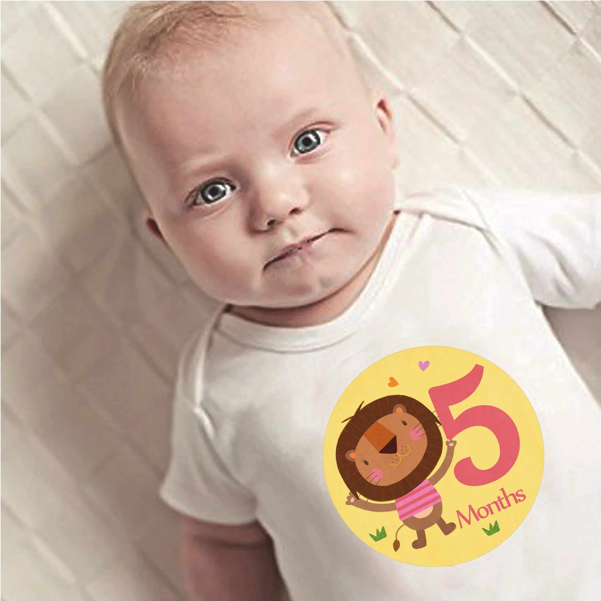 12pcs/set Month Sticker Baby Photography Stickers Newborn Monthly Milestone Memorial Baby Photos Cards Props Accessories