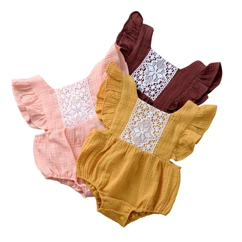 

New Baby Summer Clothing Infant Newborn Baby Girl Lace Patchwork Bodysuits Ruffled Jumpsuits Cute Solid Playsuits72