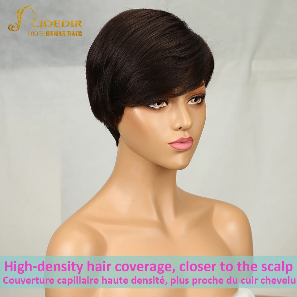 Perucas de Cabelo Brasileiro para Preto Humano Curto Pixie Corte Reto Remy Cabelo Máquina Feita Destaque Cor Barato Glueless Peruca 170 feita destaque cor barato glueless peruca