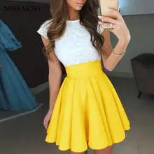 Missakso юбки с высокой талией женские Kawaii милые однотонные низ Повседневная Весенняя Летняя женская мини-юбка женская