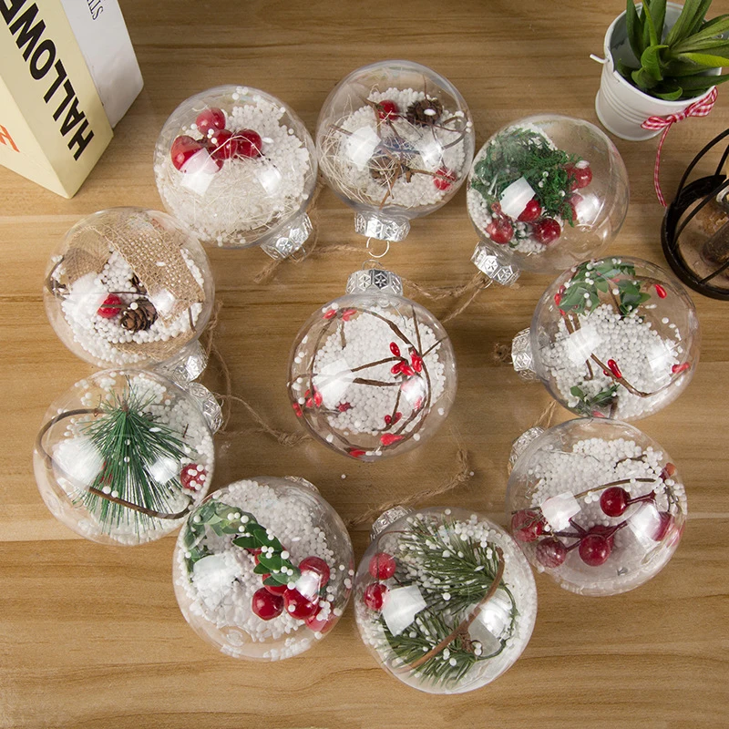 

10/20PCS Transparent Christmas Hanging Ball 8cm Seamless Xmas Tree Bauble Ball Ornament for Home Christmas Tree Decorations