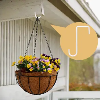 

6pcs Flower Pot Plant Pot Basket Hook Bending Durable Iron Flowerpot Plant Hanger Hook Hanging Bracket For Balcony Yard Garden
