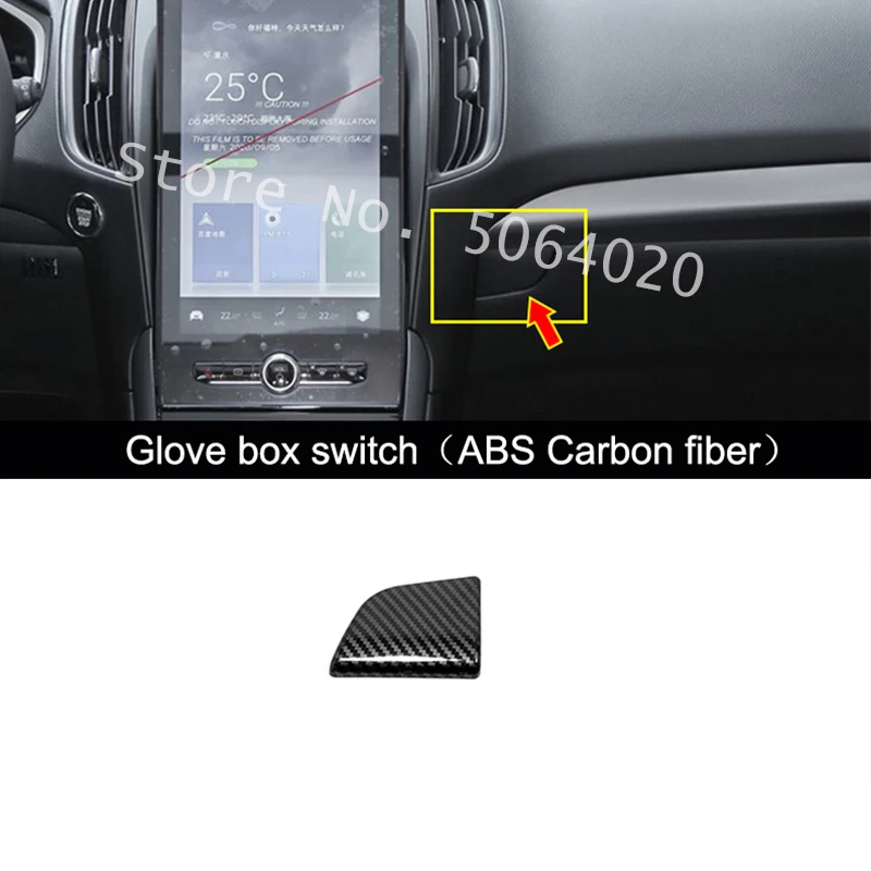 

For Ford Edge 2018 2019 2020 ABS Carbon fiber Interior Car copilot glove Box handle bowl Cover Trim Car Styling Accessories 1pcs