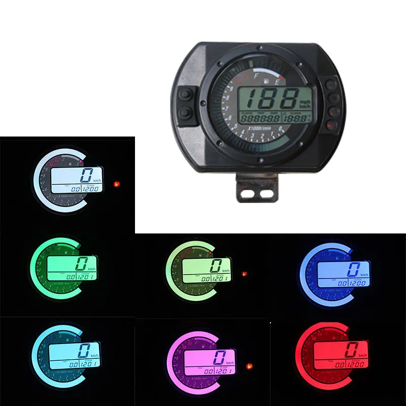 12500 об/мин мотоциклетный спидометр lcd MPH цифровой одометр 7 цветов подсветка мотоциклетный Спидометр Тахометр