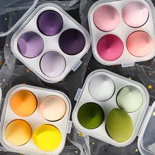 4 pièces/ensemble cosmétique bouffée lisse beauté maquillage éponge fond de teint poudre cosmétiques mélange femmes maquillage outils accessoires éponge