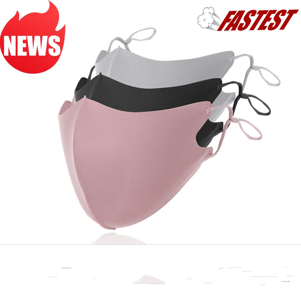 Mascarilla de algodón de seda de hielo 3D, máscara cortaviento lavable y reutilizable para verano, 12 Uds.