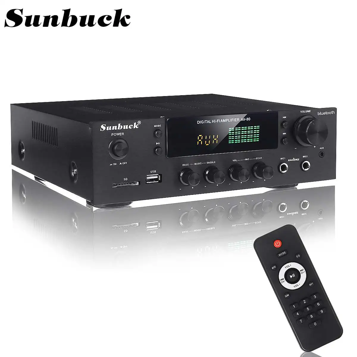 Усилитель мощности для домашнего кинотеатра SUNBUCK 2000 Вт Hi-Fi bluetooth стерео аудио