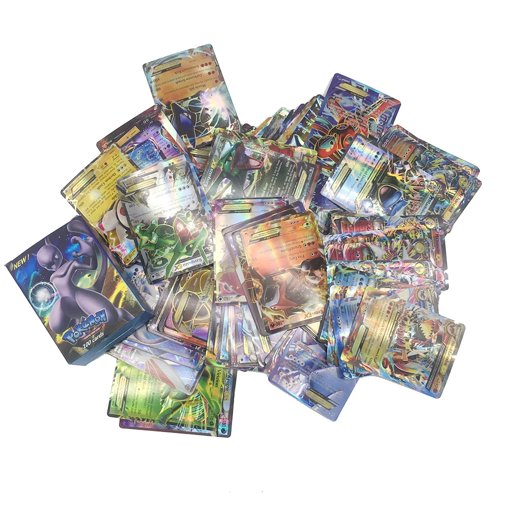 100PCS Takara Tomy PTCG Pokemon GO Cards GX EX MEGA Trainer 3D Flash Card SWORD&SHIELD SUN&MOON Collectible Gift Children Toy
