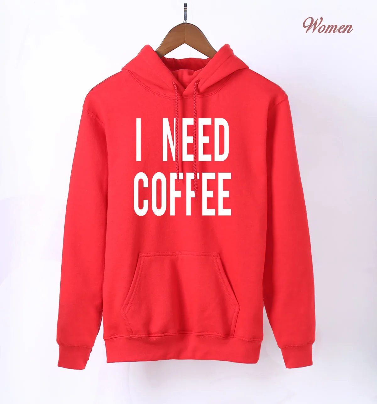 Забавная Женская толстовка с надписью «I Need coffee», Новое поступление, весенне-осенние толстовки с капюшоном, женская серая толстовка - Цвет: red