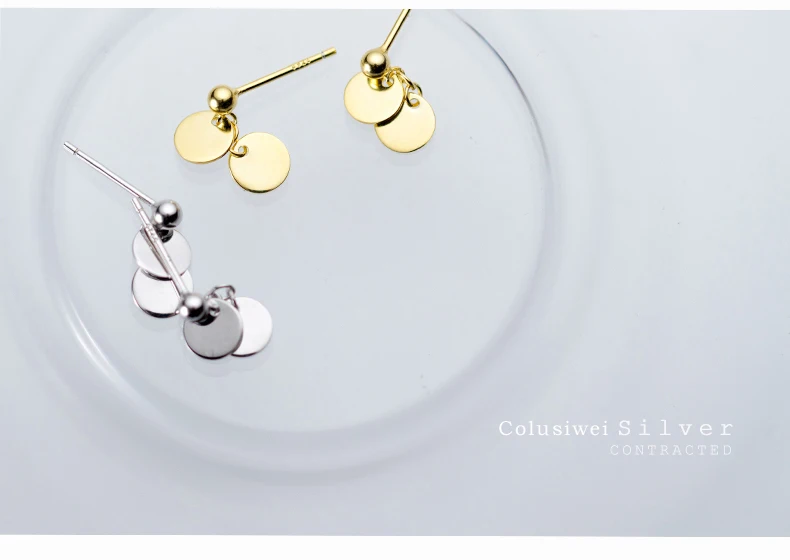 Colusiwei, настоящее 925 пробы, серебряные мерцающие круглые серьги с блестками, геометрические Висячие серьги для женщин, ювелирные изделия из стерлингового серебра, новинка