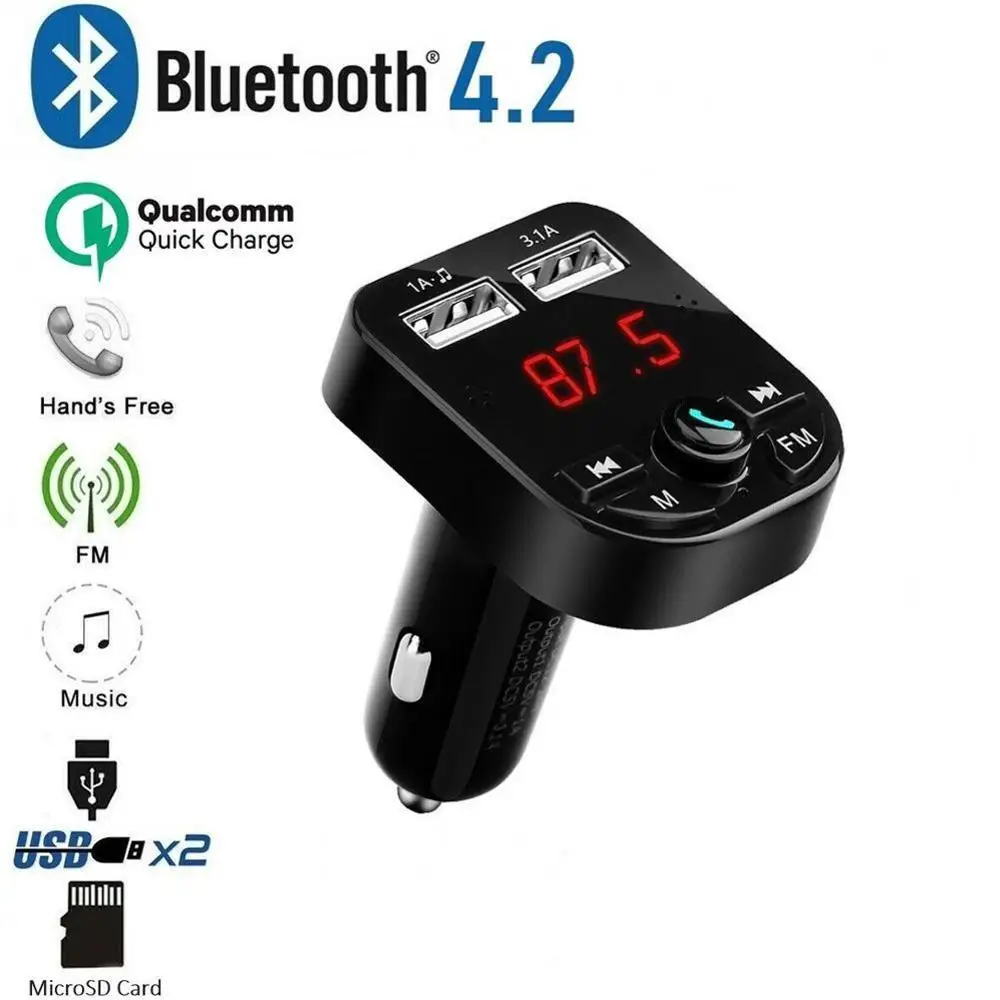 Автомобильный комплект громкой связи беспроводной Bluetooth fm-передатчик ЖК MP3-плеер USB зарядное устройство 2.1A автомобильные аксессуары громкой связи