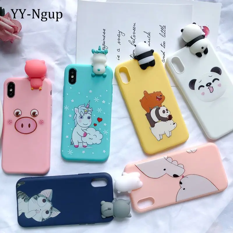 5S SE 3D чехол для iPhone XR корпус 7 Etui медведь Единорог Kawaii Крышка Coque 6 S 8 Plus X XS Max случае