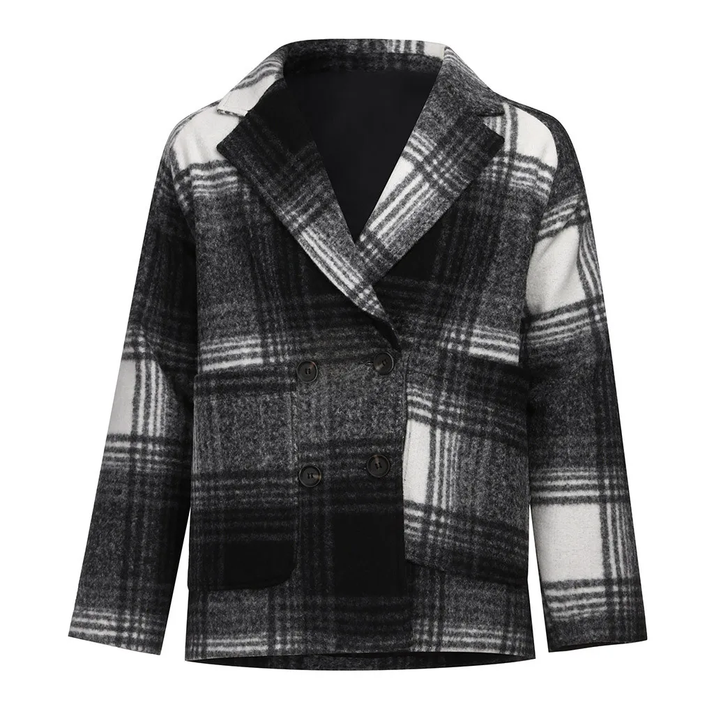 KLV Jackets men Autumn And Winter Male Coat Woolen Lattice Coat Loose Thick Windbreaker Long Sleeve Jacket new hot sale 70