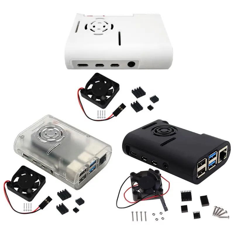 ABS Plastic Case Enclosure with Cooling Fan Heatsinks for Raspberry Pi 4 Model B LX9B