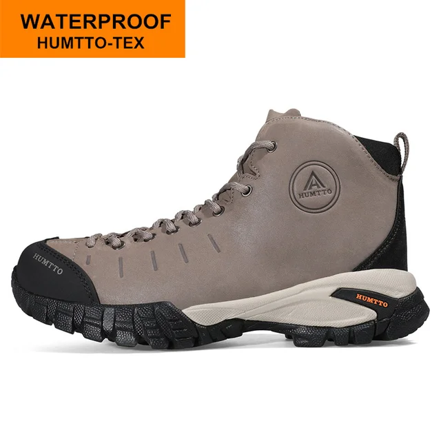 HUMTTO Woman Hiking Shoes Outdoor Mountain Camping Waterproof Sneakers for Women Leather Sport Hunting Climbing Trekking Boots Beige 210371B