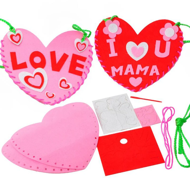 Mochila con corazón para niños, hecha a mano, no tejida, para guardería, mochila de costura hecha a mano, caja de Material