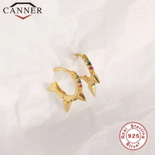 925 пробы, серебряные, CZ радужные крошечные серьги-кольца Huggie для женщин, панк, золотая бусина серебряного цвета, круглые серьги с заклепками