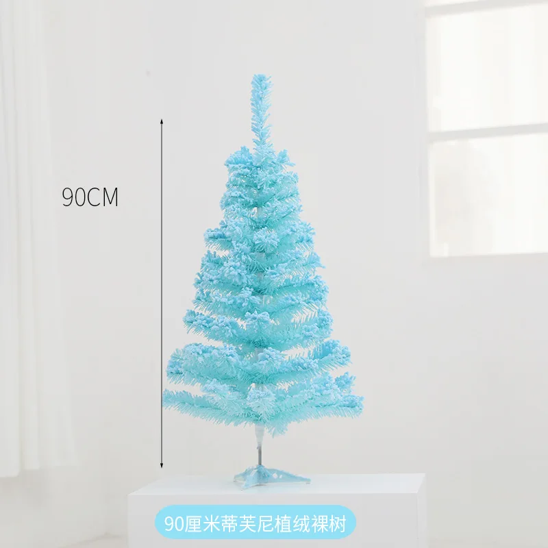 Рождественская елка голубая 1,5 м набор еды розовая Снежная елка подарок Прямая трансляция Рождественская сцена компоновка рождественские украшения для дома - Цвет: 90cm