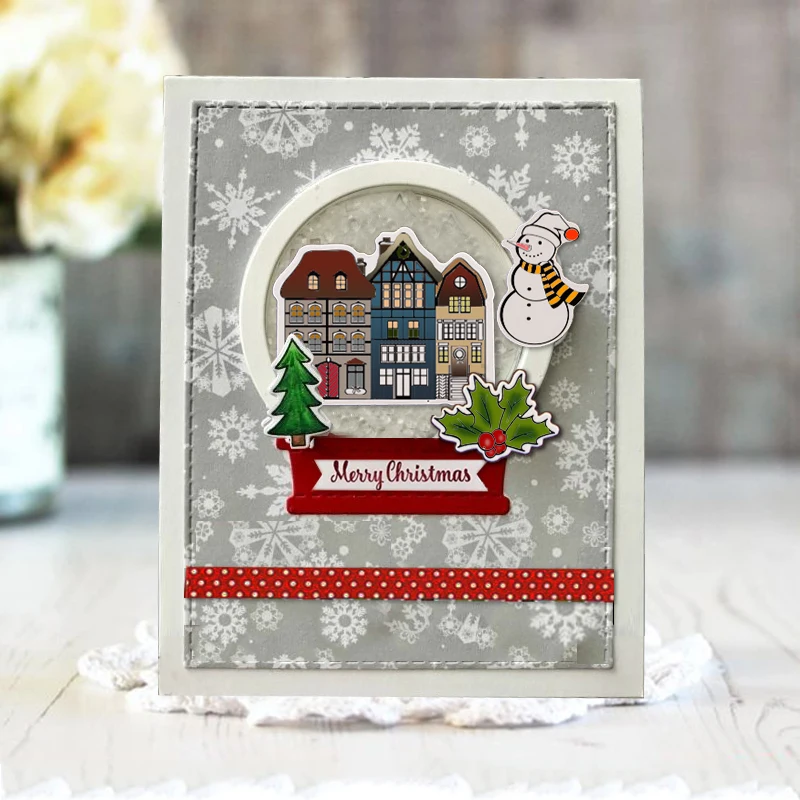 

Christmas Snowman stamp and dies Wish bottle clear stamp with metal die Flower deer dies for DIY Scrapbooking paper template