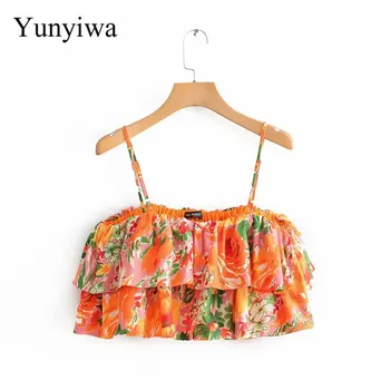 

Women Bohemian Floral Printing Casual Sling Shirt Slash Neck Puff Sleeve Blouse Female Chic Kimono Blusas Ruffles Tops