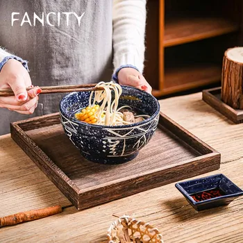 

FANCITY Ramen bowl Japanese tableware business hat bubble noodle bowl single student ceramic household net red large noodle soup