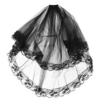 

1pc Halloween Props Creative Lace Veil Two-Layer Veil for Women