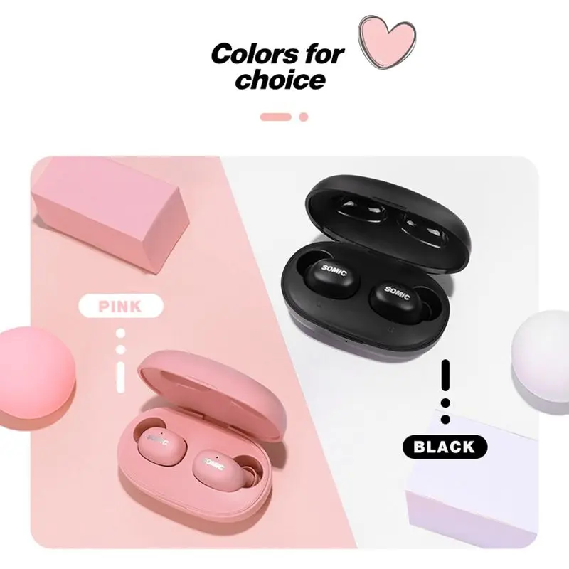 Somic W10 TWS bluetooth 5,0 наушники мини портативные LDS антенны Macaron цветной смарт сенсорный стерео Denoise гарнитура с микрофоном