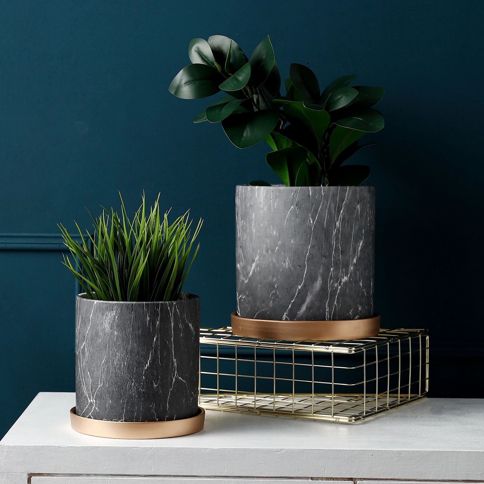 Marmer Tekstur Bunga Pot Pekebun Keramik Vas Pot Taman Pen Holder Dest Atas Dekorasi Vas Aliexpress