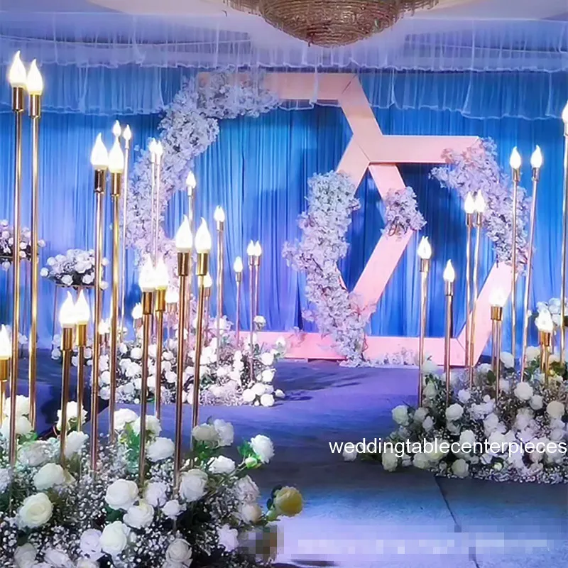 1pcs) gold led light gold indian wedding pillars for wedding walkway decoration wedding stage backdrop decoration
