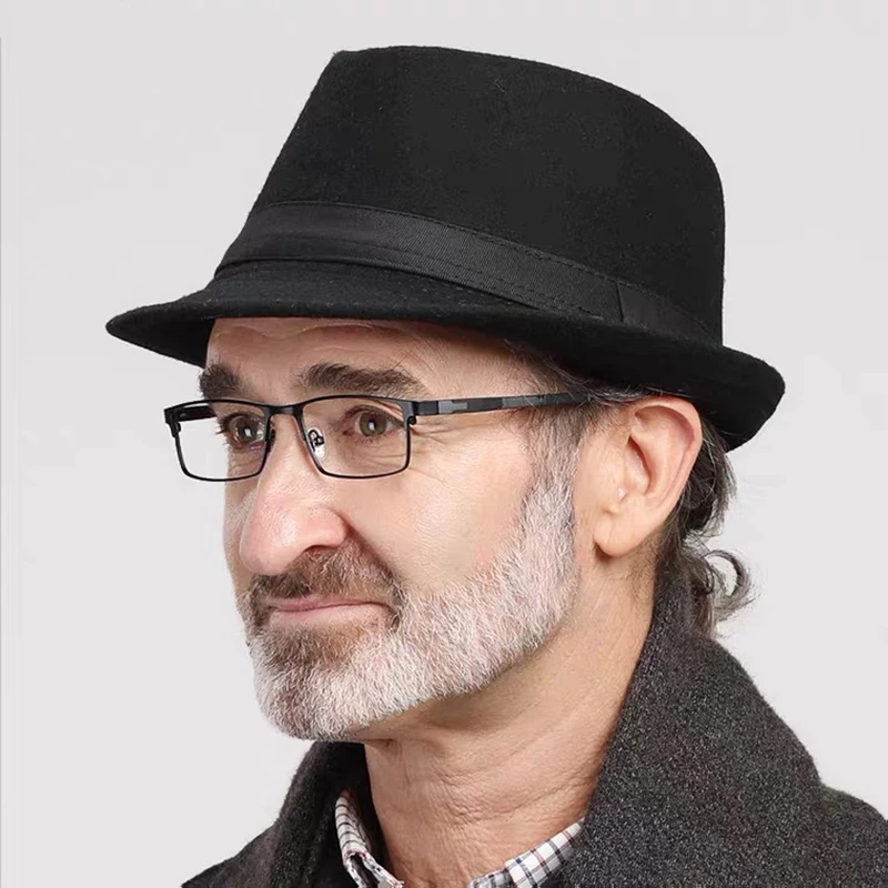 

Hat men's autumn and winter top hat shade sunscreen middle-aged elderly British jazz hat Panama hat Father's Day gift